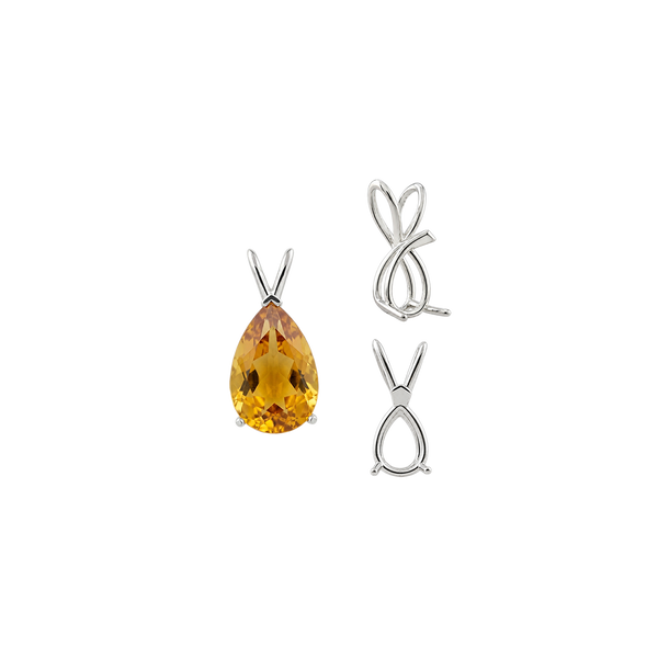 Pear Shape V-End Double Wire Pendants in 14K Gold (4.25 x 2.50 mm - 13.00 x 8.00 mm)