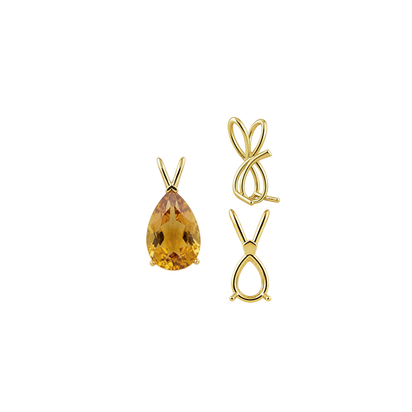 Pear Shape V-End Double Wire Pendants in 14K Gold (4.25 x 2.50 mm - 13.00 x 8.00 mm)