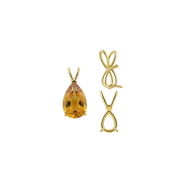 Pear Shape V-End Double Wire Pendants in 14K Gold (4.25 x 2.50 mm - 13.00 x 8.00 mm)