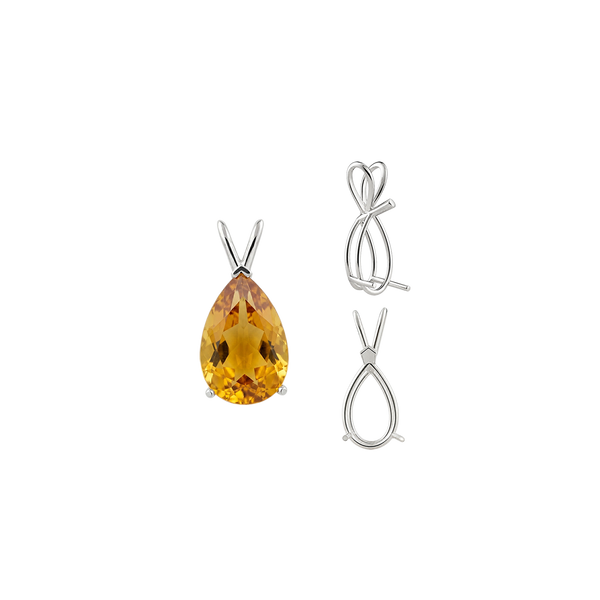 Pear Shape V-End Double Wire Pendants in 14K Gold (4.25 x 2.50 mm - 13.00 x 8.00 mm)