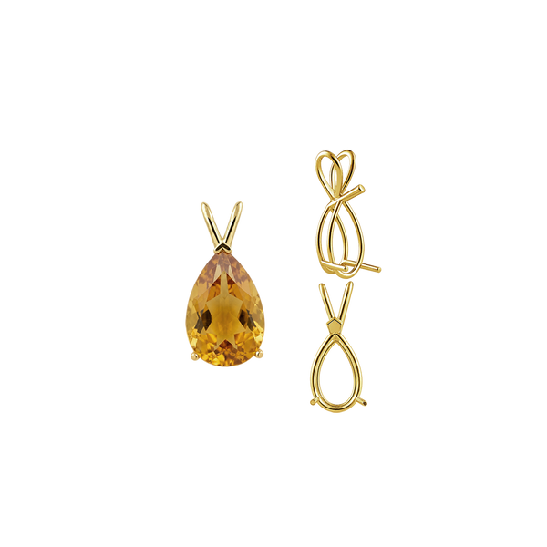 Pear Shape V-End Double Wire Pendants in 14K Gold (4.25 x 2.50 mm - 13.00 x 8.00 mm)