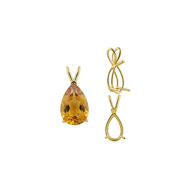 Pear Shape V-End Double Wire Pendants in 14K Gold (4.25 x 2.50 mm - 13.00 x 8.00 mm)
