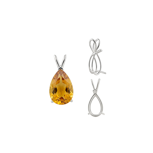 Pear Shape V-End Double Wire Pendants in Sterling Silver (4.25 x 2.50 mm - 13.00 x 8.00 mm)