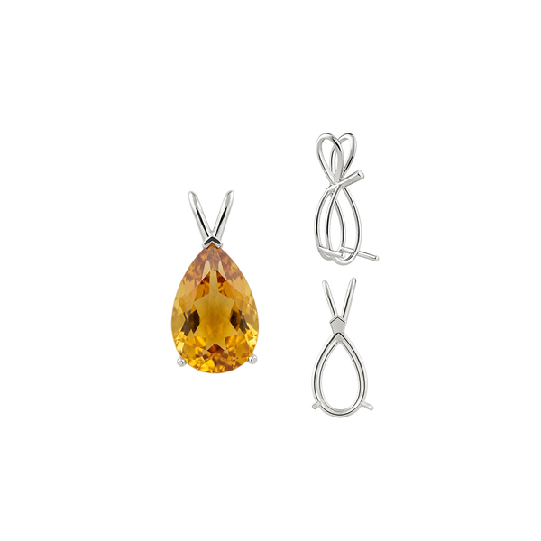 Pear Shape V-End Double Wire Pendants in Sterling Silver (4.25 x 2.50 mm - 13.00 x 8.00 mm)
