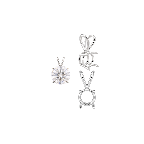 Round Four Prong Double Wire Pendants in 14K Gold (3.00 mm - 9.75 mm)