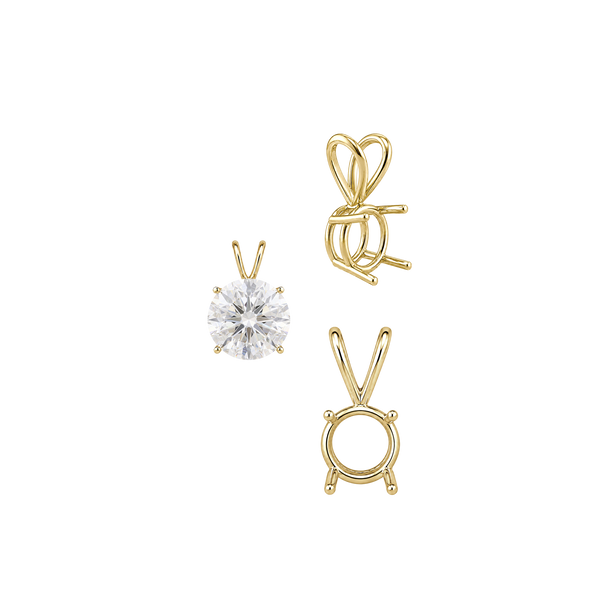 Round Four Prong Double Wire Pendants in 18K Gold (3.00 mm - 9.75 mm)