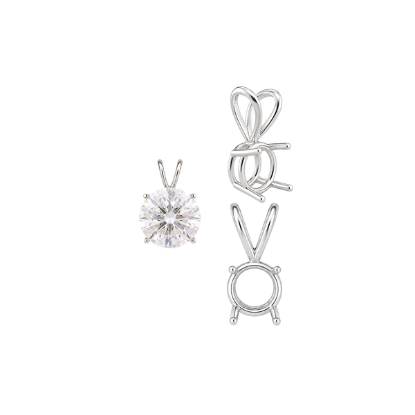 Round Four Prong Double Wire Pendants in 14K Gold (3.00 mm - 9.75 mm)
