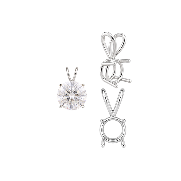 Round Four Prong Double Wire Pendants in 14K Gold (3.00 mm - 9.75 mm)