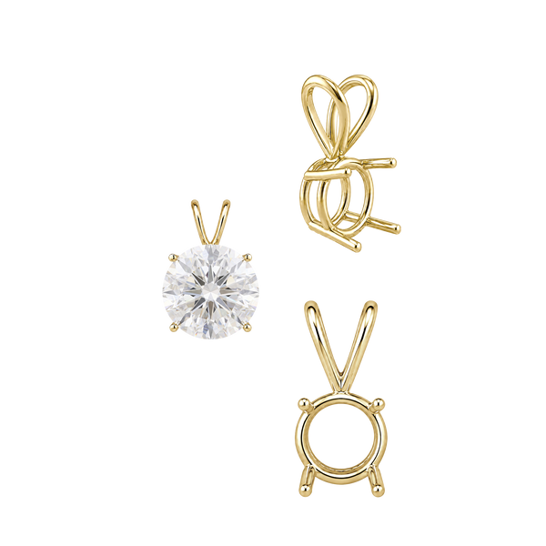 Round Four Prong Double Wire Pendants in 18K Gold (3.00 mm - 9.75 mm)