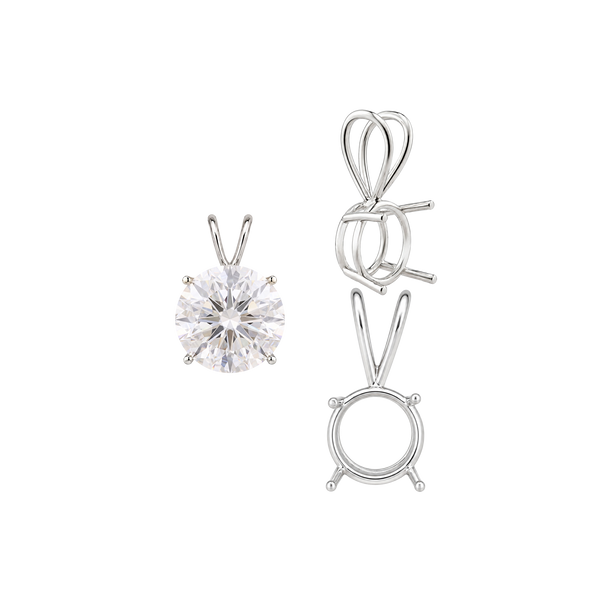 Round Four Prong Double Wire Pendants in 14K Gold (3.00 mm - 9.75 mm)
