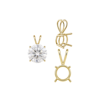 Round Four Prong Double Wire Pendants in 14K Gold (3.00 mm - 9.75 mm)