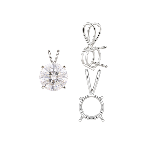Round Four Prong Double Wire Pendants in 14K Gold (3.00 mm - 9.75 mm)
