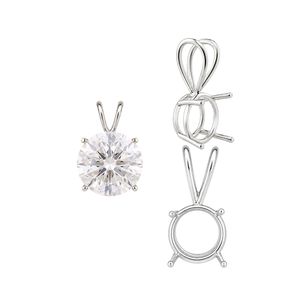 Round Four Prong Double Wire Pendants in 14K Gold (3.00 mm - 9.75 mm)