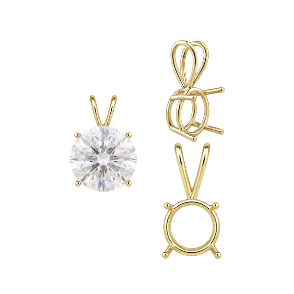 Round Four Prong Double Wire Pendants in 18K Gold (3.00 mm - 9.75 mm)