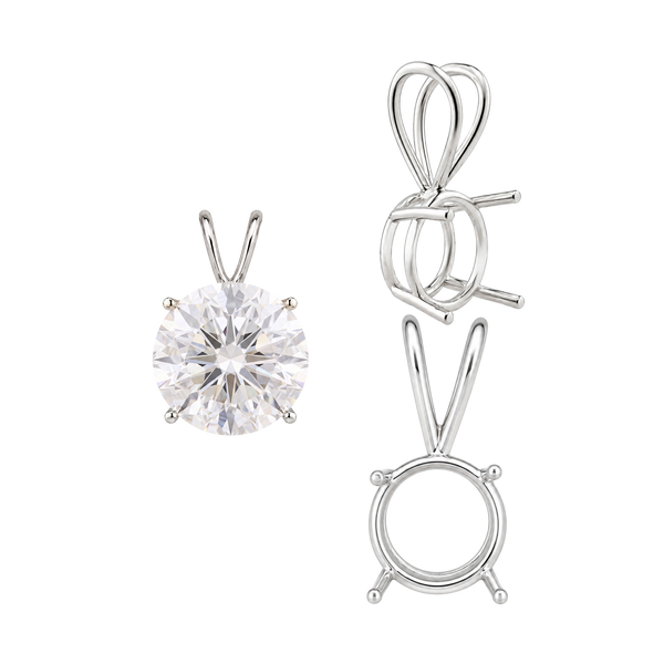 Round Four Prong Double Wire Pendants in 18K Gold (3.00 mm - 9.75 mm)