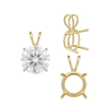 Round Four Prong Double Wire Pendants in 18K Gold (3.00 mm - 9.75 mm)