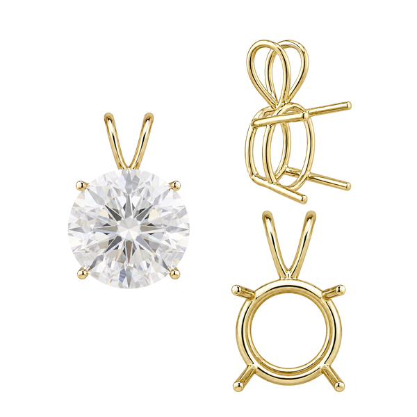 Round Four Prong Double Wire Pendants in 14K Gold (3.00 mm - 9.75 mm)