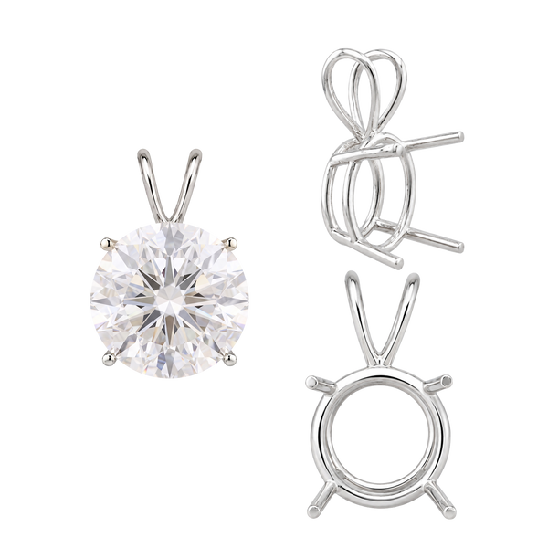 Round Four Prong Double Wire Pendants in Sterling Silver (3.00 mm - 9.75 mm)