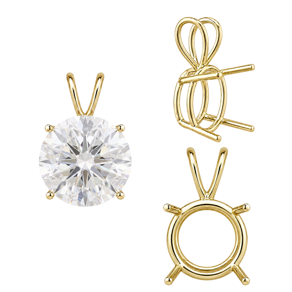 Round Four Prong Double Wire Pendants in 14K Gold (3.00 mm - 9.75 mm)
