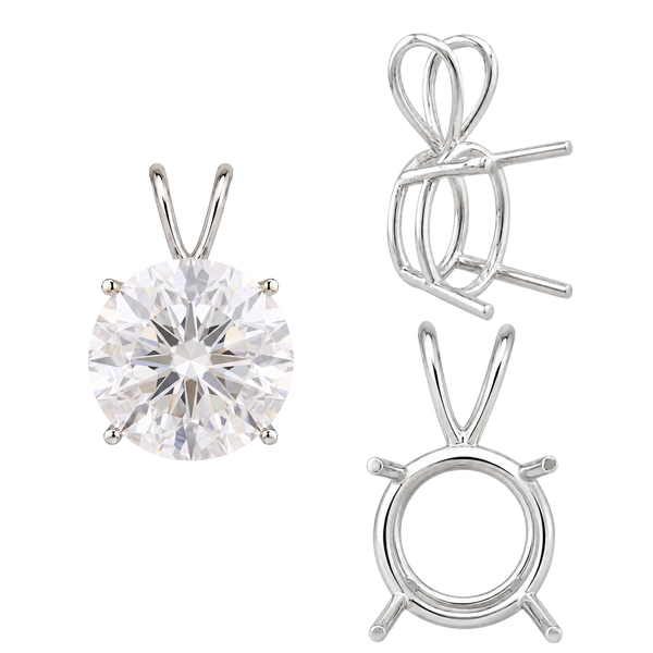 Round Four Prong Double Wire Pendants in 18K Gold (3.00 mm - 9.75 mm)