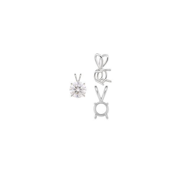 Round Four Prong Double Wire Pendants in 14K Gold (3.00 mm - 9.75 mm)