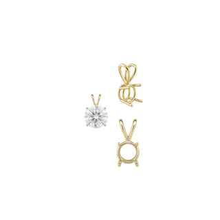 Round Four Prong Double Wire Pendants in 18K Gold (3.00 mm - 9.75 mm)