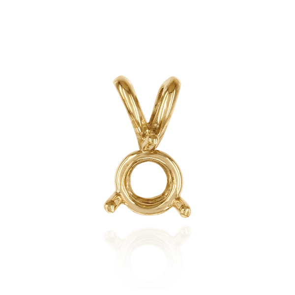 Round Three Prong Double Wire Pendants in 14K Gold (4.00 mm - 6.50 mm)