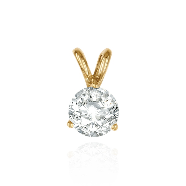 Round Three Prong Double Wire Pendants in 14K Gold (4.00 mm - 6.50 mm)