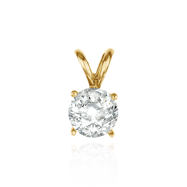Round Four Prong Double Wire Pendants in 14K Gold (3.00 mm - 9.75 mm)