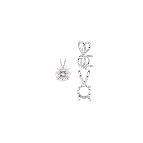 Round Four Prong Double Wire Pendants in 14K Gold (3.00 mm - 9.75 mm)