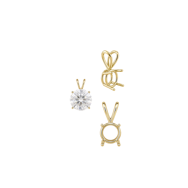 Round Four Prong Double Wire Pendants in 18K Gold (3.00 mm - 9.75 mm)