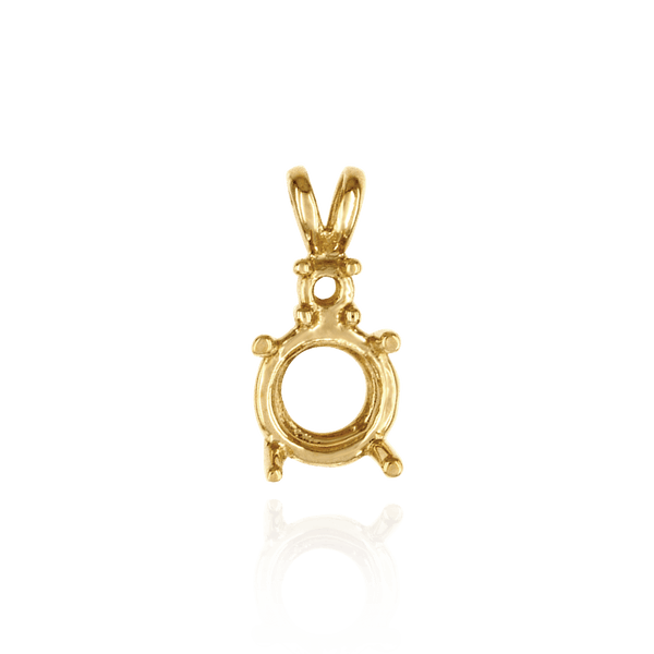 14K Gold Round Four Prong Double Wire Heavy Pendants With 1 Accent in 14K Gold (3.40 mm -  10.00 mm)