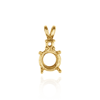 Round Four Prong Double Wire Heavy Pendants With 1 Accent in 14K Gold (3.40 mm -  10.00 mm)