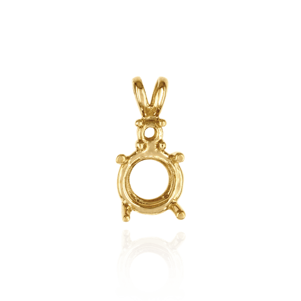 Round Four Prong Double Wire Heavy Pendants With 1 Accent in 14K Gold (3.40 mm -  10.00 mm)