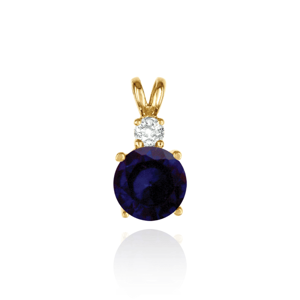 Round Four Prong Double Wire Heavy Pendants With 1 Accent in 14K Gold (3.40 mm -  10.00 mm)