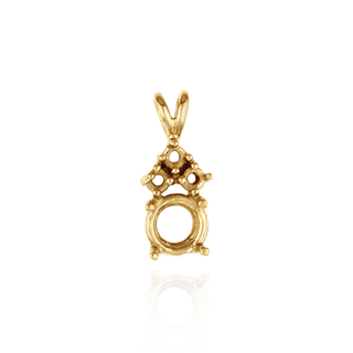 14K Gold Round Four Prong Double Wire Pendants With 3 Accents in 14K Gold (3.40 mm - 10.00 mm)