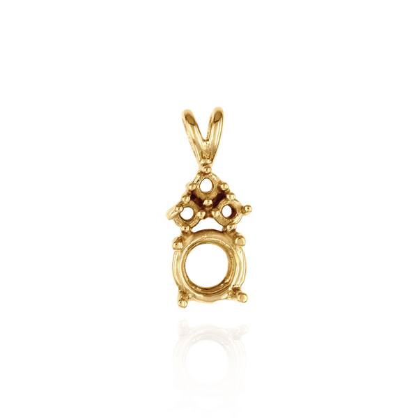 Round Four Prong Double Wire Pendants With 3 Accents in 14K Gold (3.40 mm - 10.00 mm)