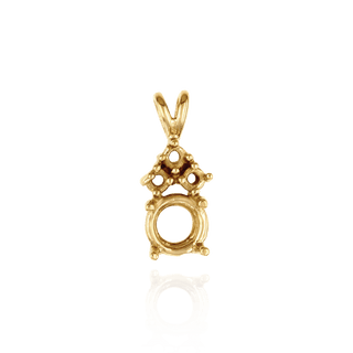 Round Four Prong Double Wire Pendants With 3 Accents in 14K Gold (3.40 mm - 10.00 mm)