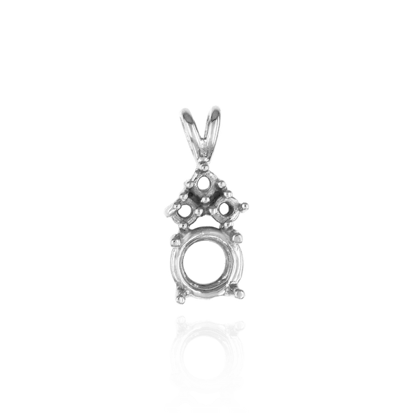 Round Four Prong Double Wire Pendants With 3 Accents in 14K Gold (3.40 mm - 10.00 mm)