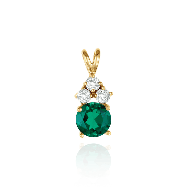 Round Four Prong Double Wire Pendants With 3 Accents in 14K Gold (3.40 mm - 10.00 mm)