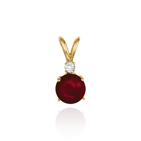 Round Four Prong Double Wire Light Pendants With 1 Accent in 14K Gold (3.50 mm - 6.50 mm)