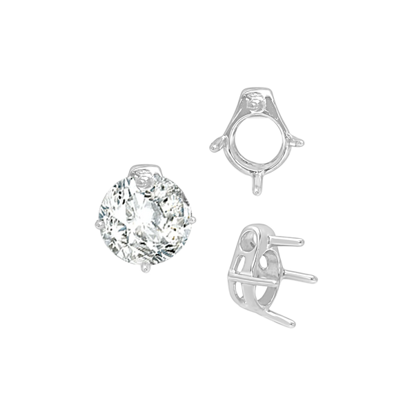 Four Prong Round Slider in Sterling Silver (5.50 mm - 10.00 mm)