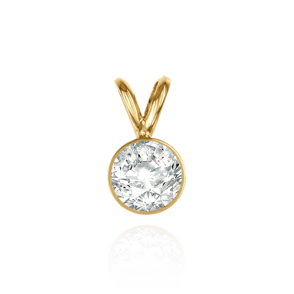 Round Tapered Bezel Pendant with Airline in 14K Gold (3.60 mm - 8.00 mm)