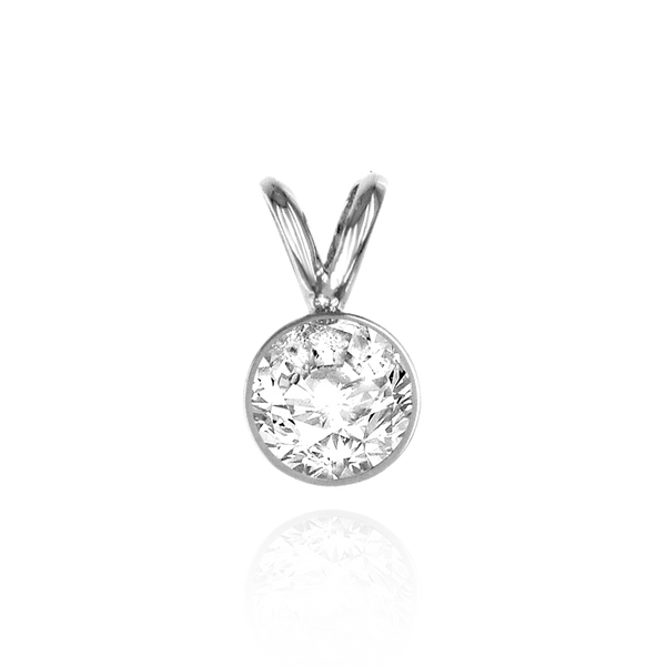 Round Tapered Bezel Pendant with Airline in Sterling Silver (3.60 mm - 8.00 mm)