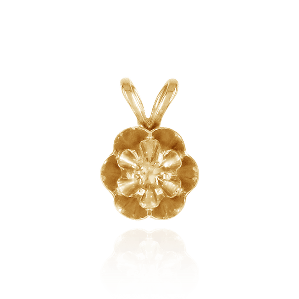 Round Six Prong Buttercup In Reflector Pendants in 14K Gold (2.00 mm - 4.00 mm)