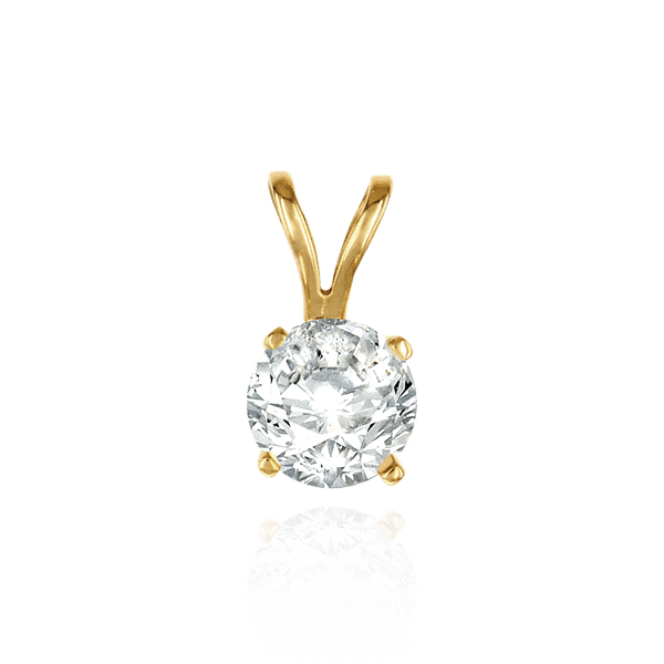 Round Four Prong Standard Pendants in 14K Gold (1.75 mm - 8.00 mm)