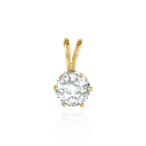 Round Six Prong Standard Pendants in 14K Gold (1.75 mm - 8.00 mm)