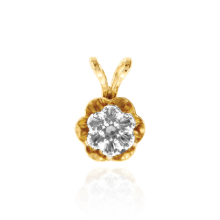 Round Seven Stone Cluster In Reflector Pendants in 14K Gold (7 x 1.30 mm - 7 x 2.00 mm)