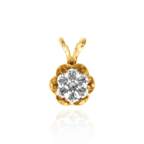 Round Seven Stone Cluster In Reflector Pendants in 14K Gold (7 x 1.30 mm - 7 x 2.00 mm)