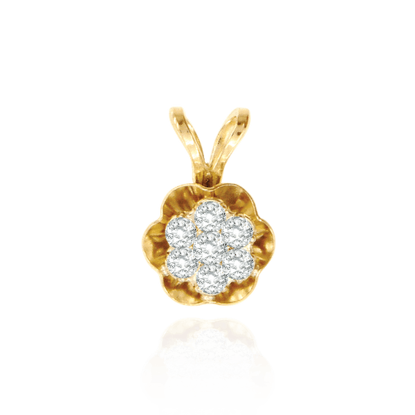 Round Seven Stone Cluster In Reflector Pendants in 14K Gold (7 x 1.30 mm - 7 x 2.00 mm)